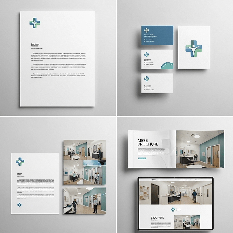 Healthcare design portfolio - Modern medical facility branding professional healthcare marketing materials