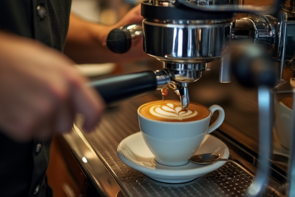 Barista making latte art