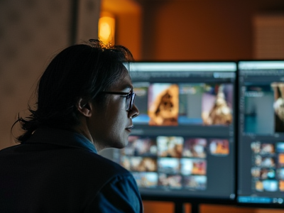 Developer frustrated scrolling through stock photos