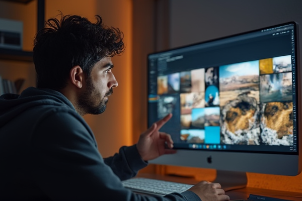 Developer frustrated scrolling through stock photos