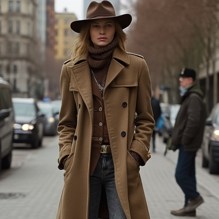 Fashion model in urban setting, generated by Inliner.ai