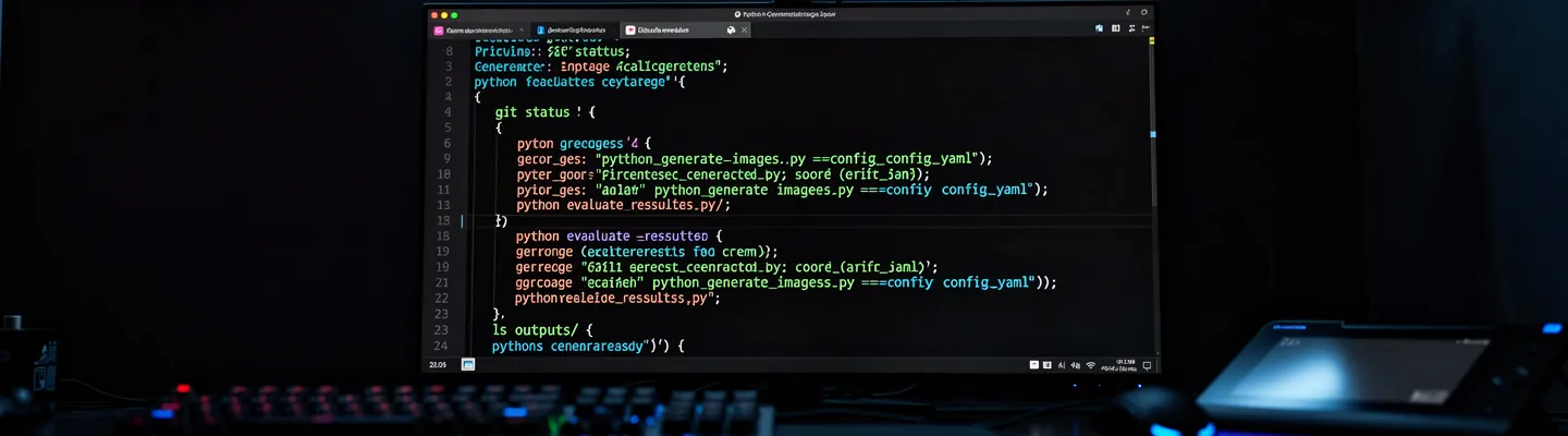 Terminal window showing CLI commands for AI image generation