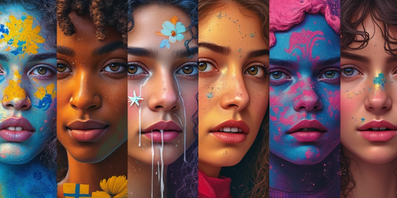 Diverse AI-generated images of people, animals, and nature