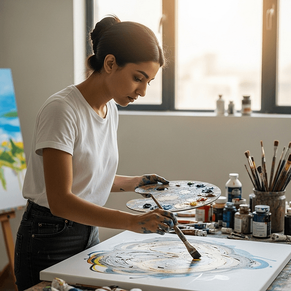 Artist in studio