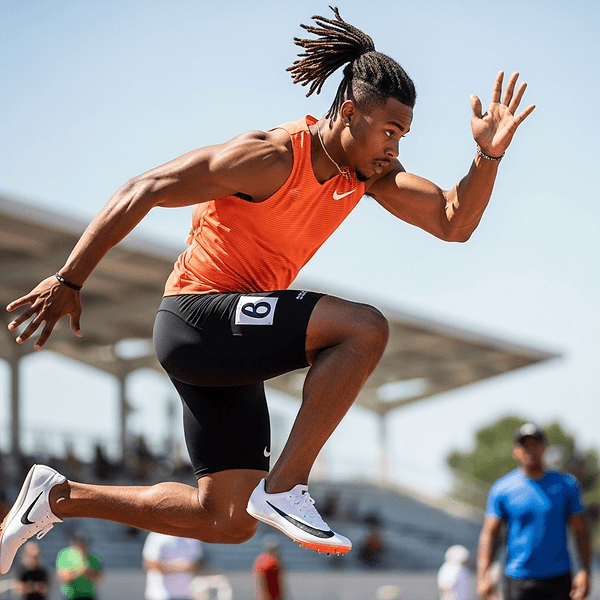 Athlete mid-jump