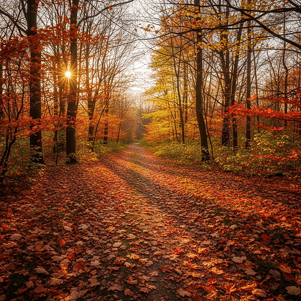 Autumn forest path