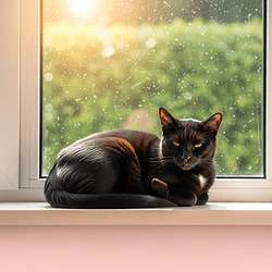 Cat sleeping in a sunlit window