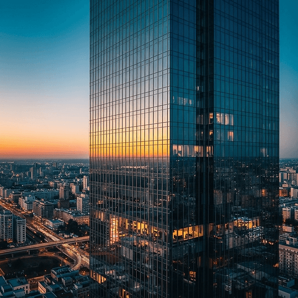 Glass skyscraper reflection