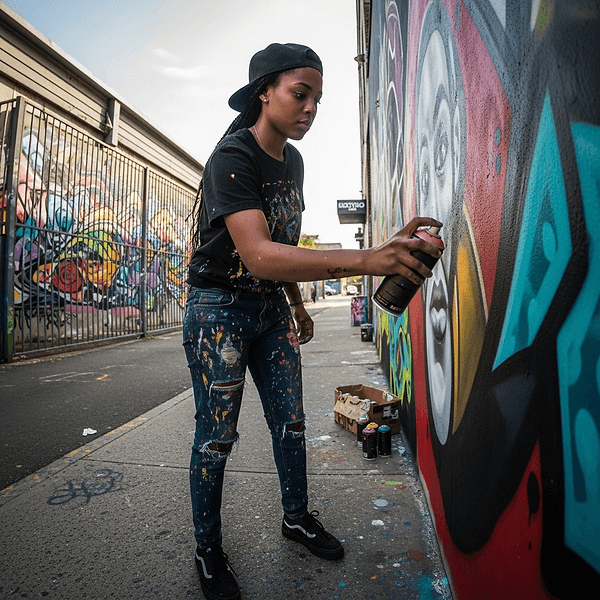 Graffiti artist at work
