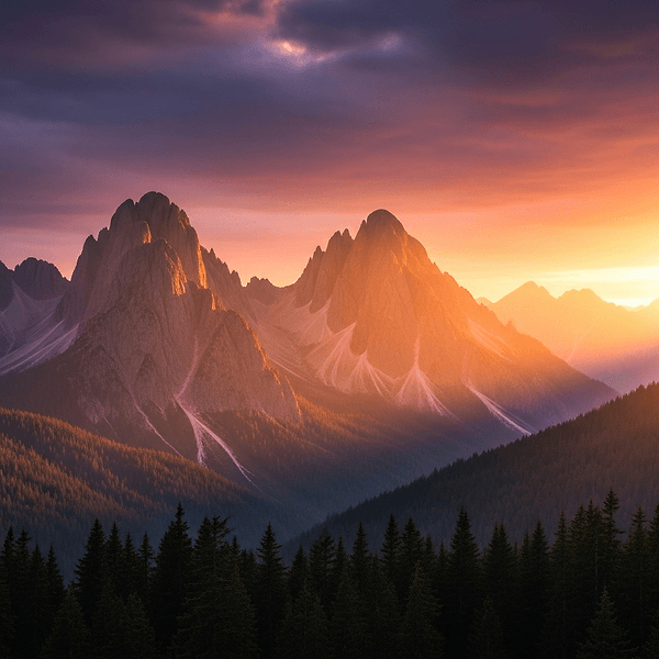 Majestic mountain sunset
