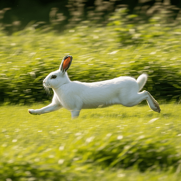 Rabbit running through grass