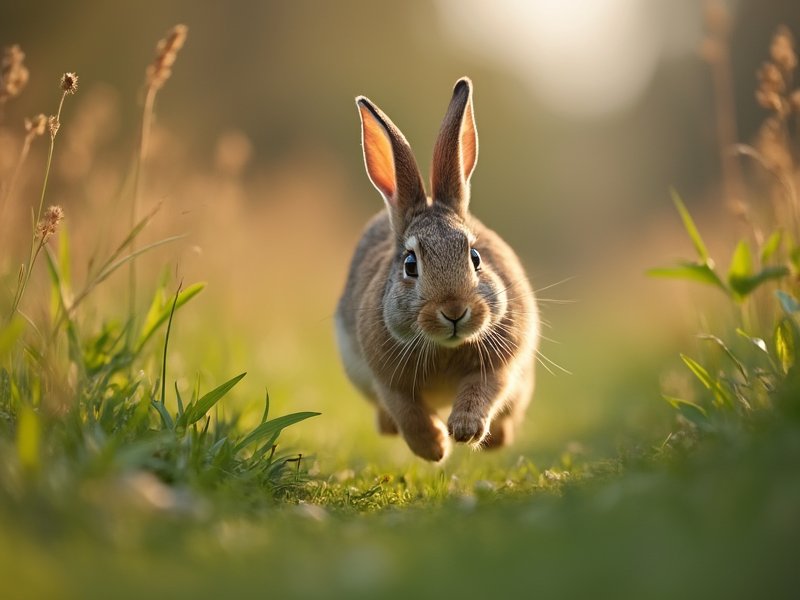 Rabbit running fast through grass, symbolizing quick learning and adaptation