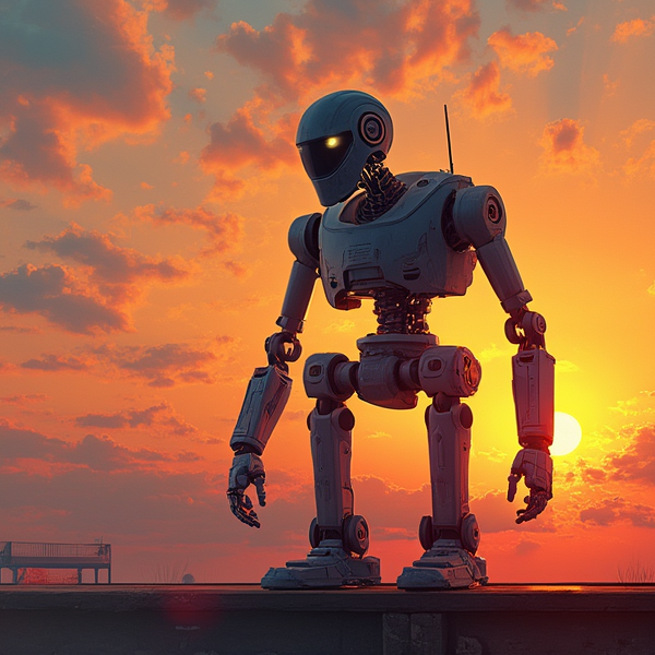 Robot painting sunset