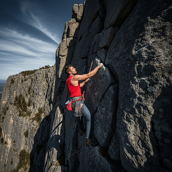 Rock climber on cliff