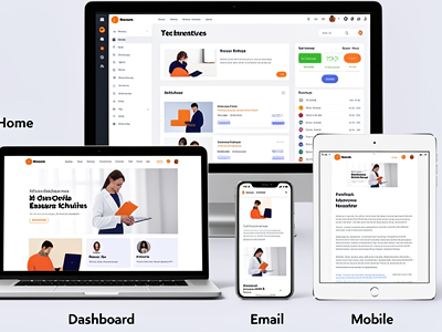 The same generated Inliner asset deployed across website, mobile app, email, and dashboard views