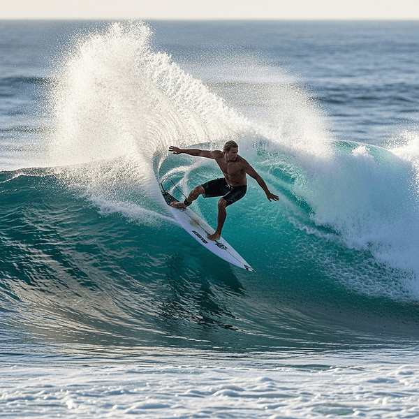 Surfer riding wave
