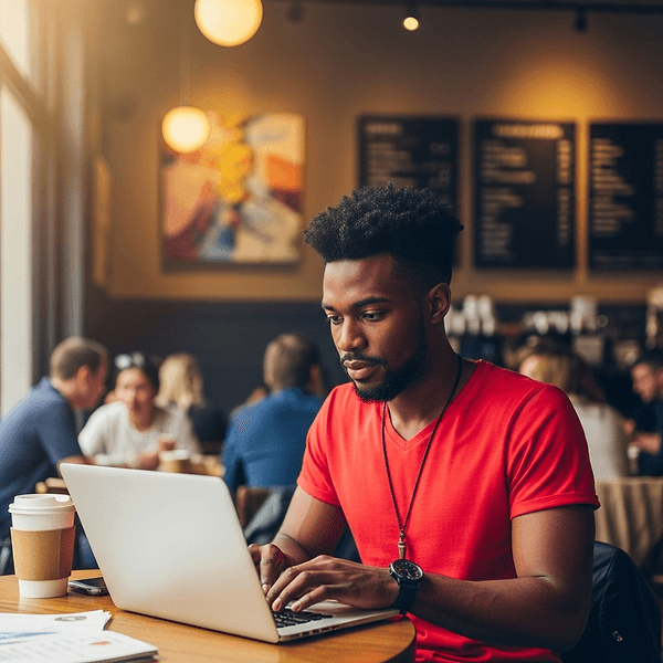 Young entrepreneur in coffee shop