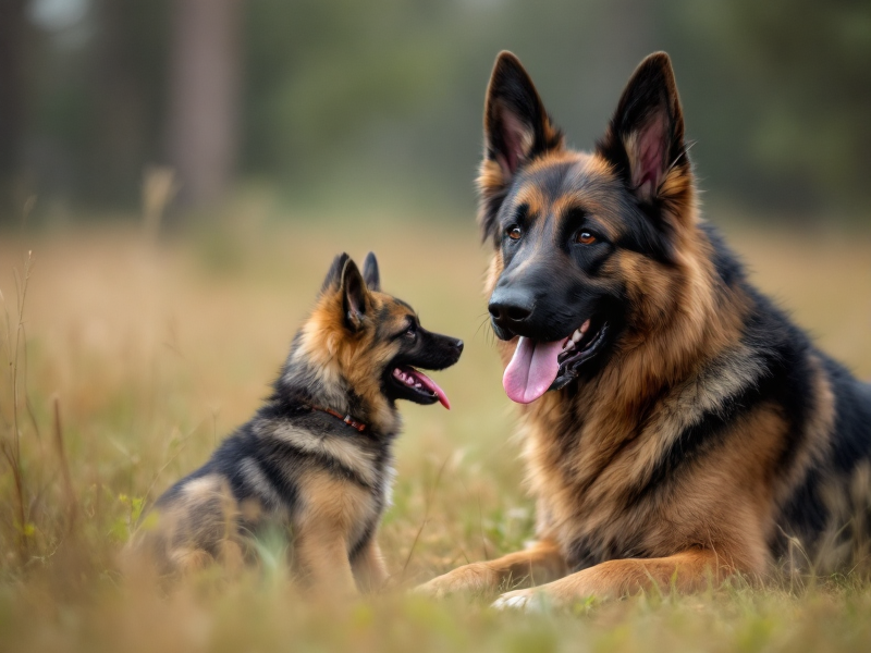 Trainer Jeff demonstrating command with German Shepherd